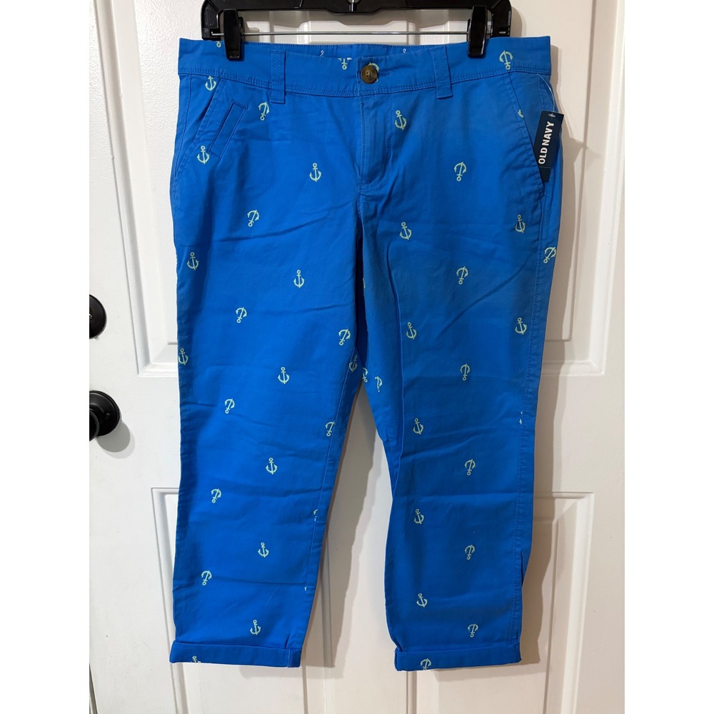 Old Navy || Pixie Cropped Pants || 10 || Blue Anchor Nautical ||  NWT